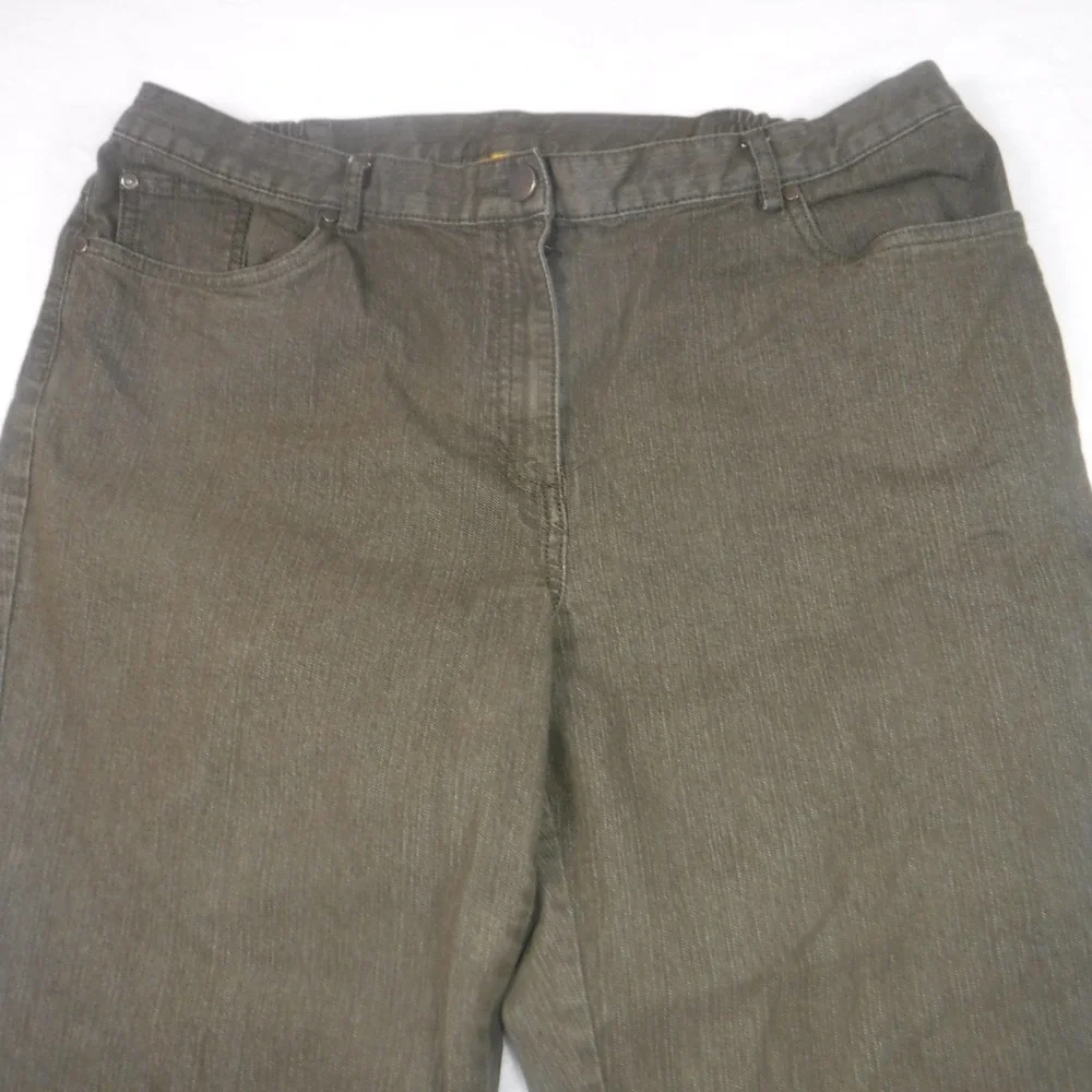 Ruby Rd Womens Size 14 Olive Green Straight Leg Elastic Back Comfort Pants